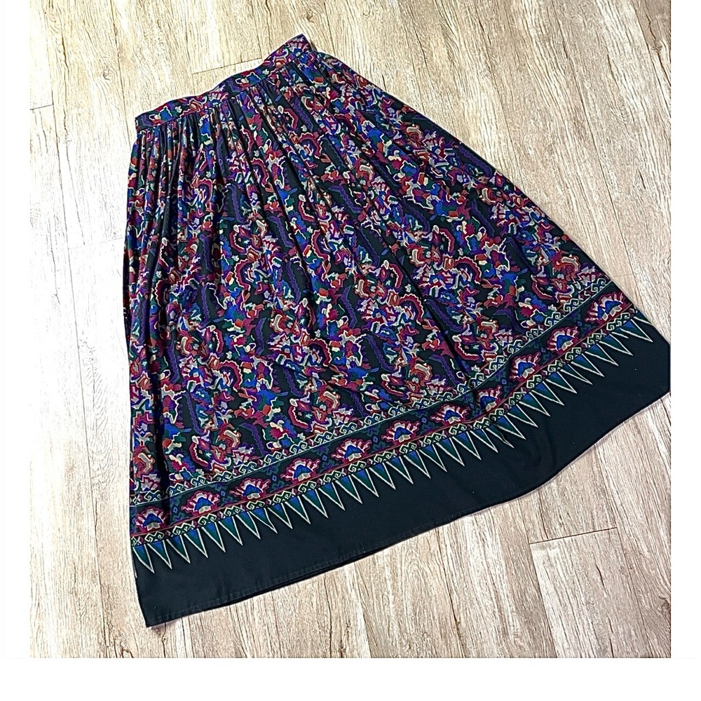 Vintage 90s Abstract Art Maxi Skirt – Custom Made, Multicoloured-gathered A-line - Picture 10 of 16